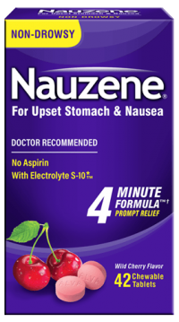 NAUZENE® Chewables - When too much of a good thing means bad things for your stomach, reach for fast-acting NAUZENE Chews!